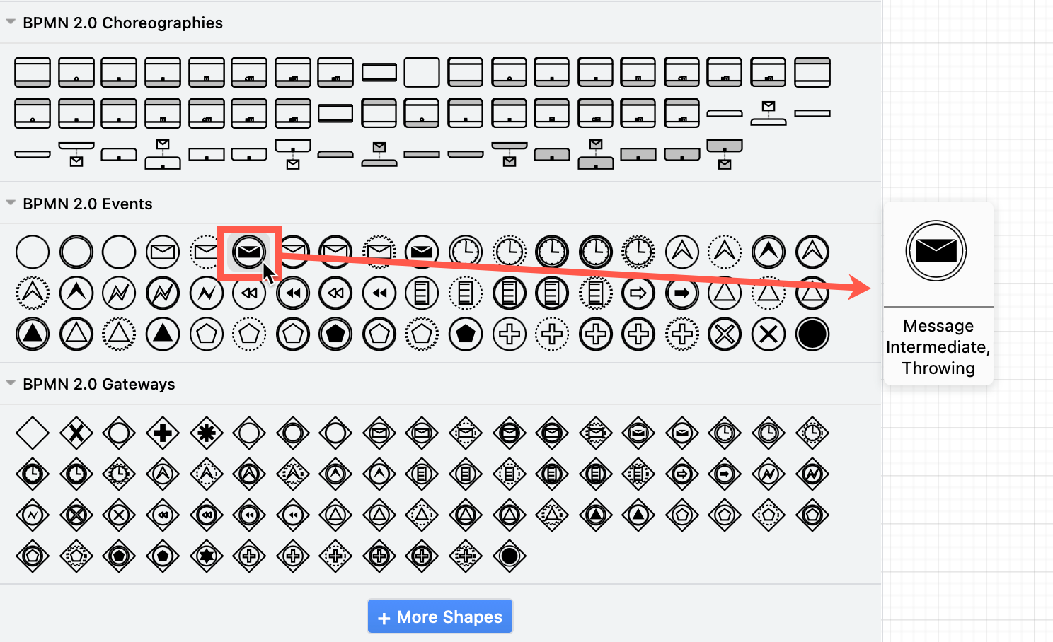 Hover over any shape in the libraries in draw.io to see a larger preview and the shape's name