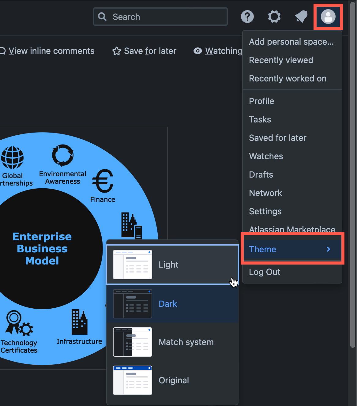 To edit a diagram in light mode, switch your Confluence theme to light mode first. 