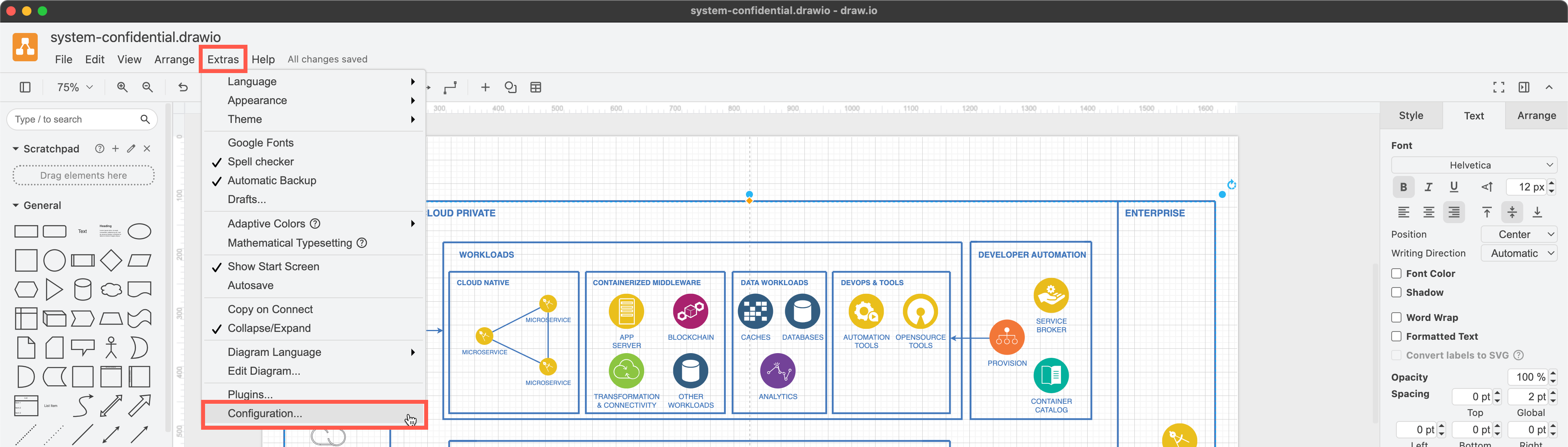 Configure the draw.io Desktop offline editor in the same way as you would the online editor for custom (local) fonts, styles and more