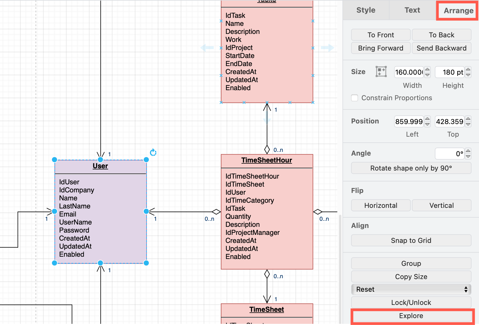 Use the Explore feature to navigate a diagram visually and follow the relationships between shapes