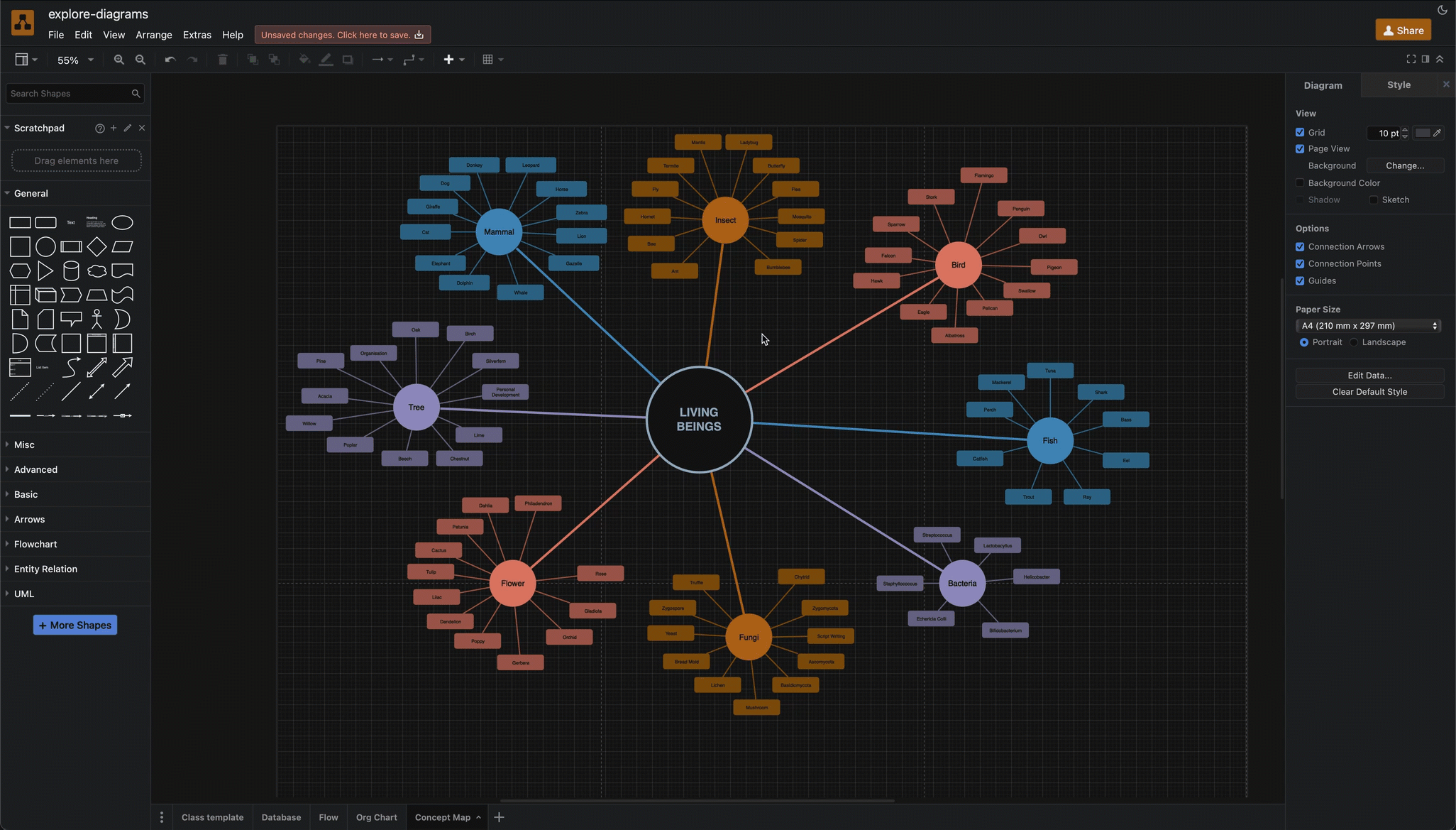 Use the Explore feature to navigate a diagram visually and interactively follow the relationships between shapes