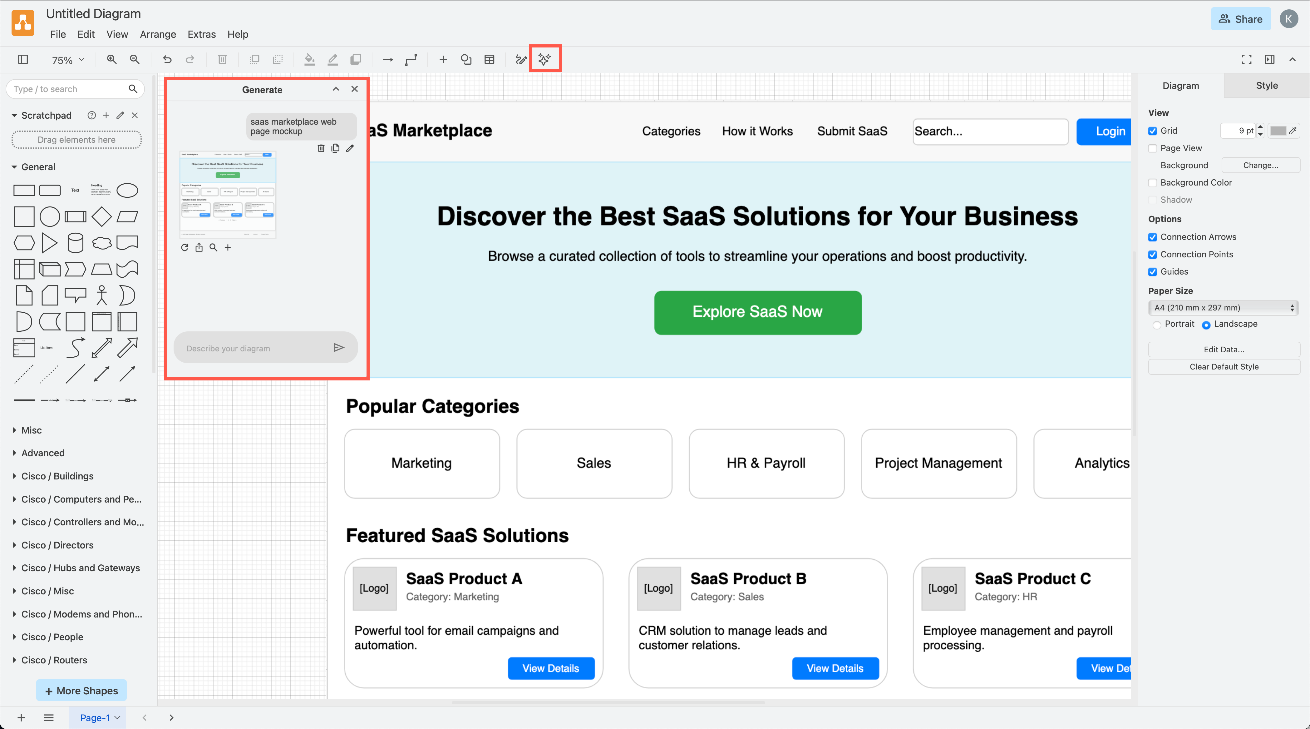 The new generate diagram tool