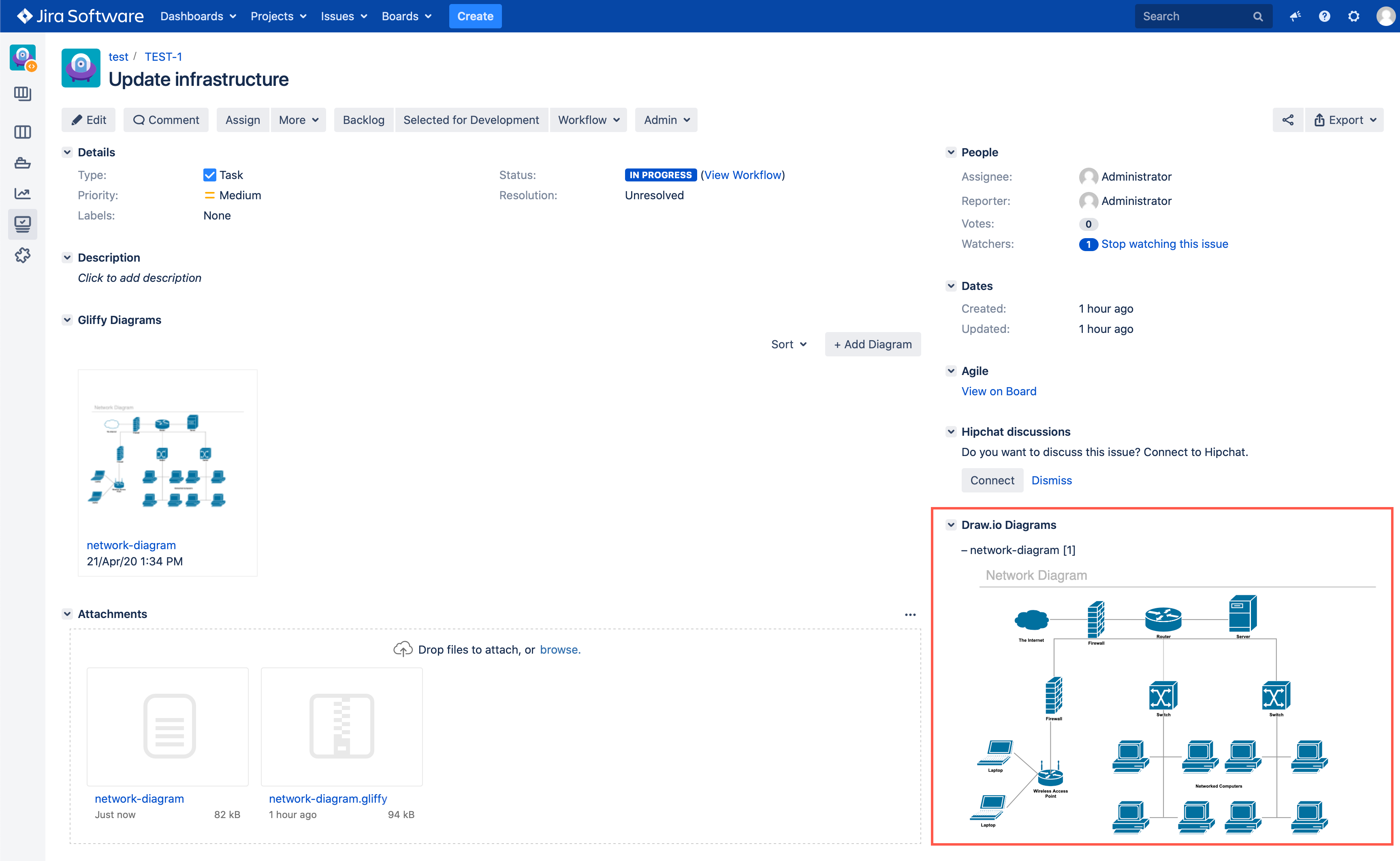 Gliffy diagram, converted to .drawio and attached to an issue on Jira Server