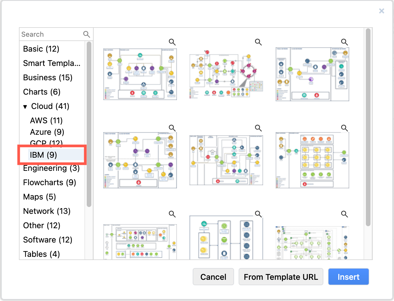 draw.io has several example IBM infrastructures in the template library