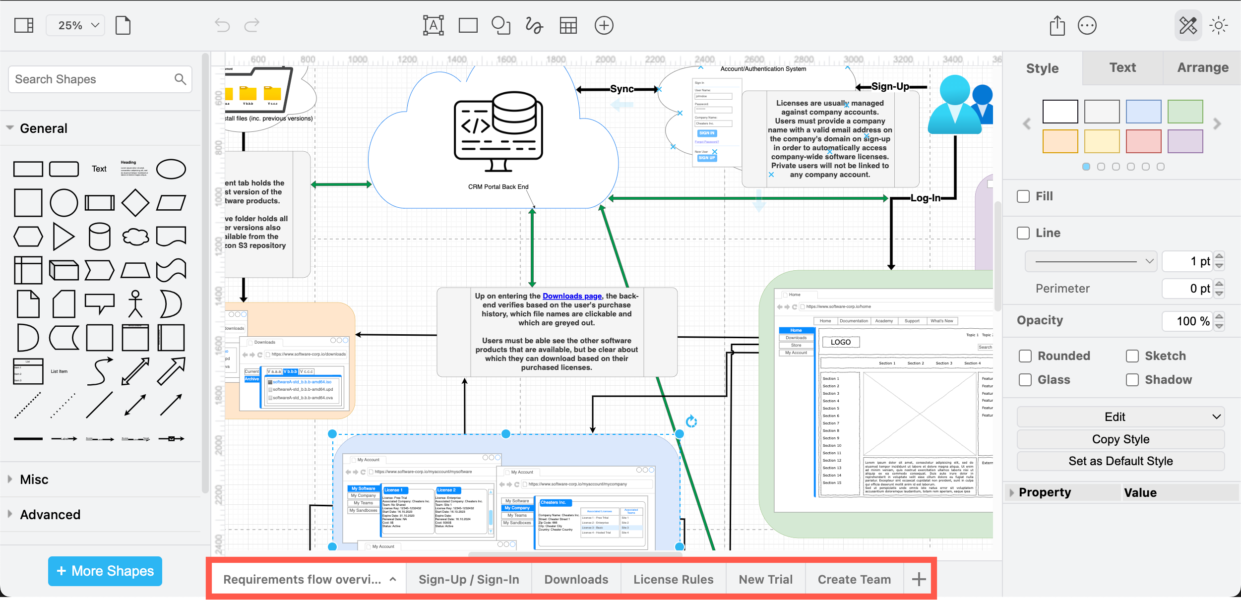 Multiple pages are ideal for large and complex diagrams - start with an overview on the first page