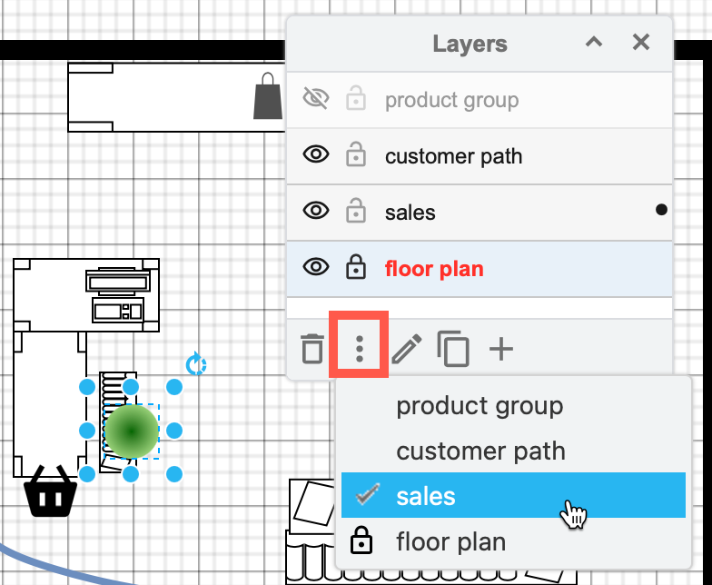 Select shapes and move them to another layer via the three vertical dots in the Layers dialog in draw.io