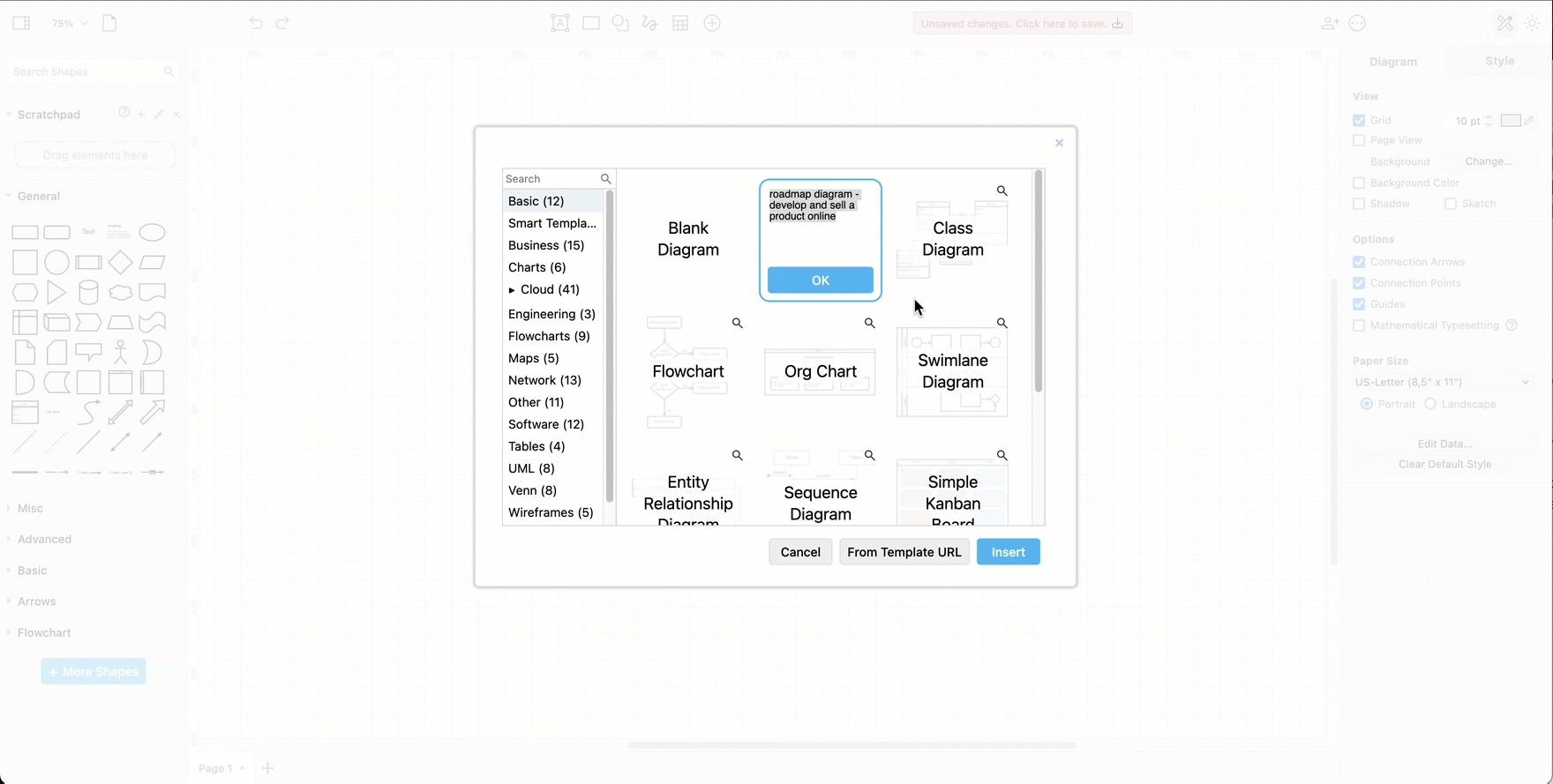 Use the Smart Template generator to automatically generate a custom roadmap or timeline diagram from a text description