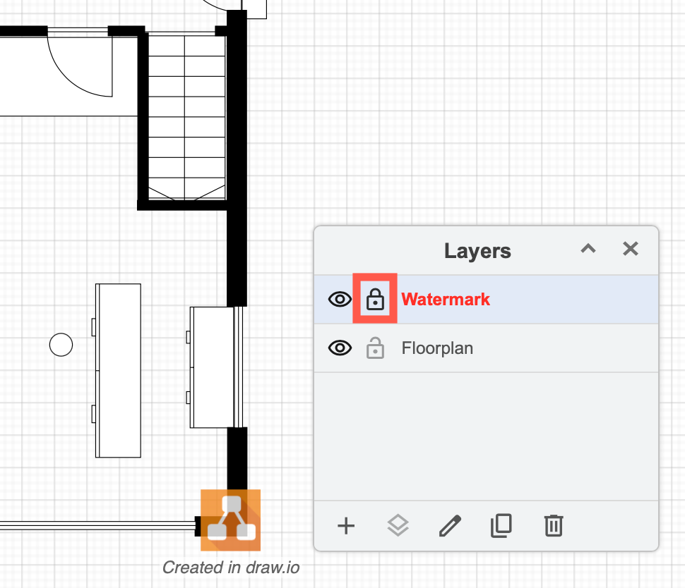Lock the watermark layer to prevent any unintended changes