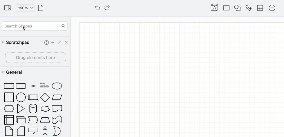 If you are going to use a shape often, like this waypoint shape, drag one from the drawing canvas to the scratchpad for easy access